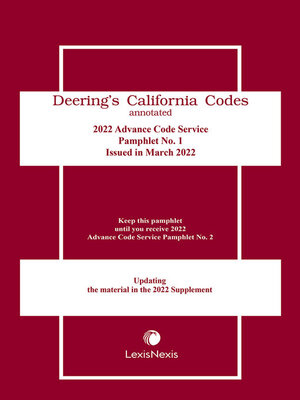 cover image of California Deering's Advance Code Service